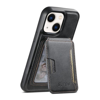 Suteni M3 Card Bag MagSafe Cowhide Texture Leather Phone Case