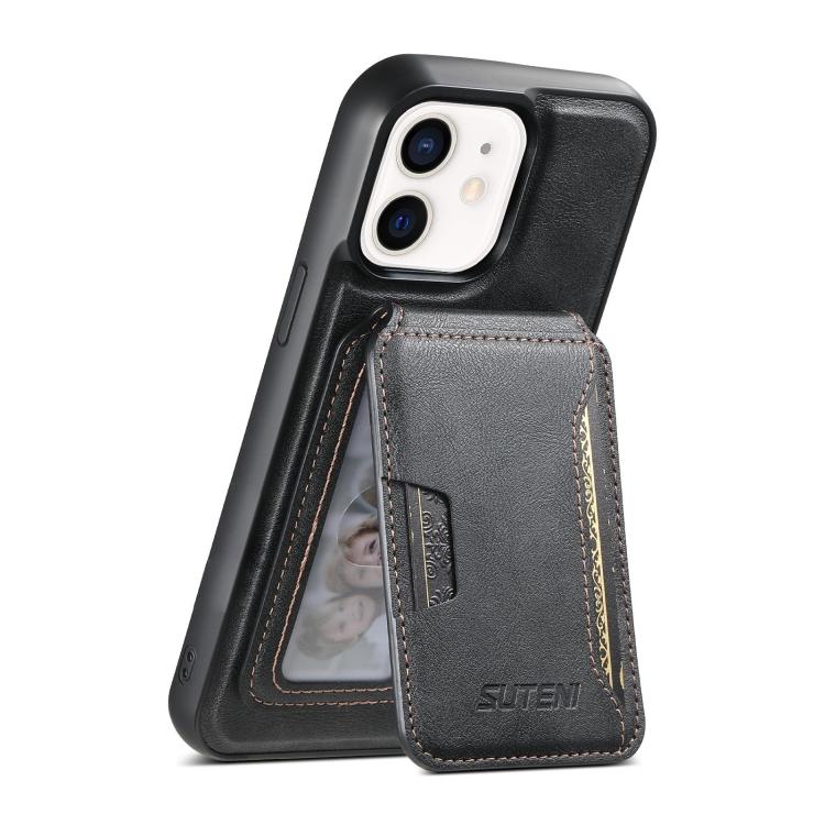 Suteni M3 Card Bag MagSafe Cowhide Texture Leather Phone Case