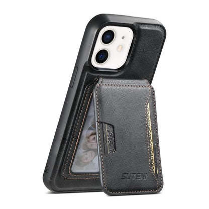 Suteni M3 Card Bag MagSafe Cowhide Texture Leather Phone Case