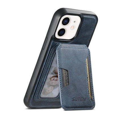 Suteni M3 Card Bag MagSafe Cowhide Texture Leather Phone Case