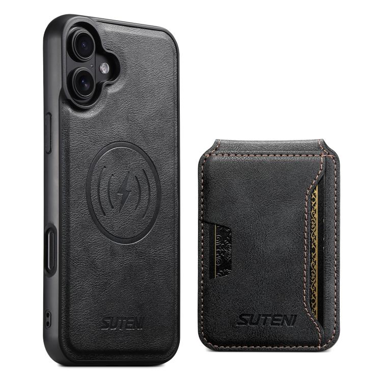 Suteni M3 Card Bag MagSafe Cowhide Texture Leather Phone Case, For iPhone 18, For iPhone 18 Pro, For iPhone 18 Pro Max, For iPhone 17 Pro Max, For iPhone 17 Pro, For iPhone 17, For iPhone Air, For iPhone 16 Pro Max, For iPhone 16 Pro, For iPhone 16 Plu...