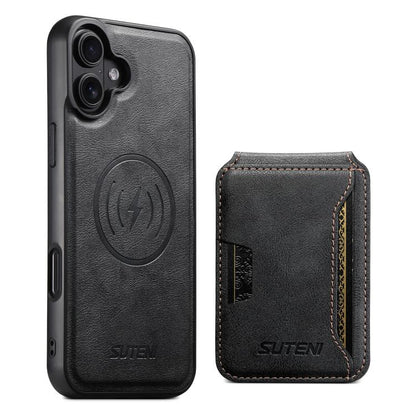 Suteni M3 Card Bag MagSafe Cowhide Texture Leather Phone Case, For iPhone 18, For iPhone 18 Pro, For iPhone 18 Pro Max, For iPhone 17 Pro Max, For iPhone 17 Pro, For iPhone 17, For iPhone Air, For iPhone 16 Pro Max, For iPhone 16 Pro, For iPhone 16 Plu...
