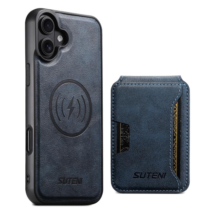 Suteni M3 Card Bag MagSafe Cowhide Texture Leather Phone Case, For iPhone 18, For iPhone 18 Pro, For iPhone 18 Pro Max, For iPhone 17 Pro Max, For iPhone 17 Pro, For iPhone 17, For iPhone Air, For iPhone 16 Pro Max, For iPhone 16 Pro, For iPhone 16 Plu...