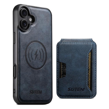 Suteni M3 Card Bag MagSafe Cowhide Texture Leather Phone Case, For iPhone 18, For iPhone 18 Pro, For iPhone 18 Pro Max, For iPhone 17 Pro Max, For iPhone 17 Pro, For iPhone 17, For iPhone Air, For iPhone 16 Pro Max, For iPhone 16 Pro, For iPhone 16 Plu...