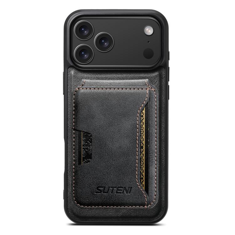 Suteni M3 Card Bag MagSafe Cowhide Texture Leather Phone Case, For iPhone 18, For iPhone 18 Pro, For iPhone 18 Pro Max, For iPhone 17 Pro Max, For iPhone 17 Pro, For iPhone 17, For iPhone Air, For iPhone 16 Pro Max, For iPhone 16 Pro, For iPhone 16 Plu...