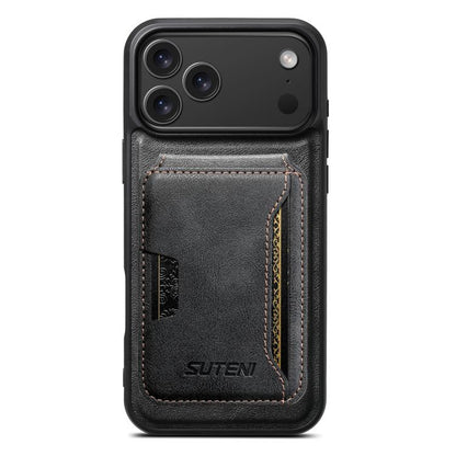 Suteni M3 Card Bag MagSafe Cowhide Texture Leather Phone Case, For iPhone 18, For iPhone 18 Pro, For iPhone 18 Pro Max, For iPhone 17 Pro Max, For iPhone 17 Pro, For iPhone 17, For iPhone Air, For iPhone 16 Pro Max, For iPhone 16 Pro, For iPhone 16 Plu...