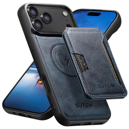 Suteni M3 Card Bag MagSafe Cowhide Texture Leather Phone Case, For iPhone 18, For iPhone 18 Pro, For iPhone 18 Pro Max, For iPhone 17 Pro Max, For iPhone 17 Pro, For iPhone 17, For iPhone Air, For iPhone 16 Pro Max, For iPhone 16 Pro, For iPhone 16 Plu...