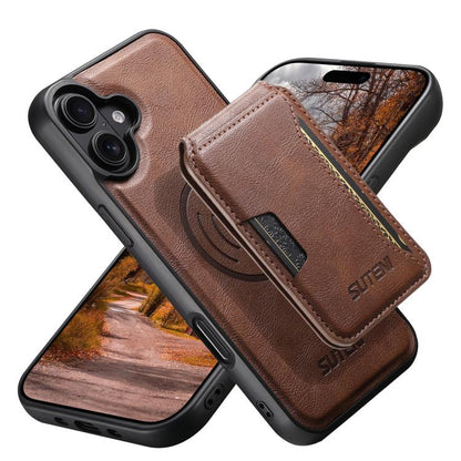 Suteni M3 Card Bag MagSafe Cowhide Texture Leather Phone Case, For iPhone 18, For iPhone 18 Pro, For iPhone 18 Pro Max, For iPhone 17 Pro Max, For iPhone 17 Pro, For iPhone 17, For iPhone Air, For iPhone 16 Pro Max, For iPhone 16 Pro, For iPhone 16 Plu...