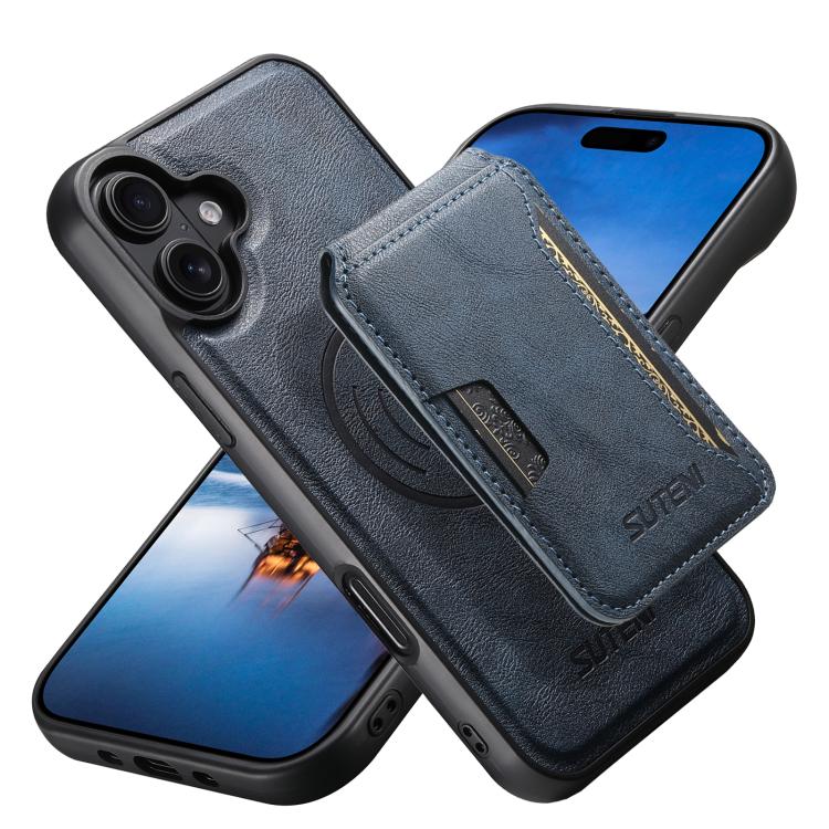 Suteni M3 Card Bag MagSafe Cowhide Texture Leather Phone Case, For iPhone 18, For iPhone 18 Pro, For iPhone 18 Pro Max, For iPhone 17 Pro Max, For iPhone 17 Pro, For iPhone 17, For iPhone Air, For iPhone 16 Pro Max, For iPhone 16 Pro, For iPhone 16 Plu...