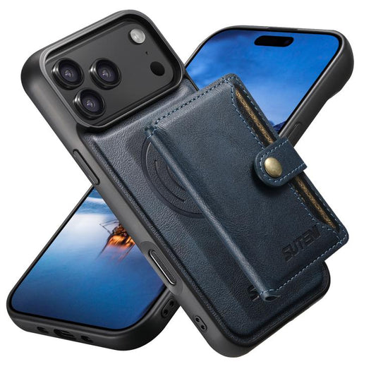 Suteni M4 Magnetic Card Bag MagSafe Leather Phone Case, For iPhone 18 Pro, For iPhone 18 Pro Max, For iPhone 17 Pro Max, For iPhone 17 Pro, For iPhone 17, For iPhone Air, For iPhone 16 Pro Max, For iPhone 16 Pro, For iPhone 16 Plus, For iPhone 16      ...