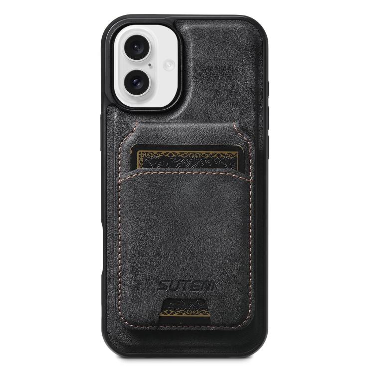 Suteni M5 Magnetic Card Bag MagSafe Cowhide Texture Leather Phone Case, For iPhone 17 Pro Max, For iPhone 17 Pro, For iPhone 17, For iPhone Air, For iPhone 16 Pro Max, For iPhone 16 Pro, For iPhone 16 Plus, For iPhone 16, For iPhone 15 Pro Max         ...