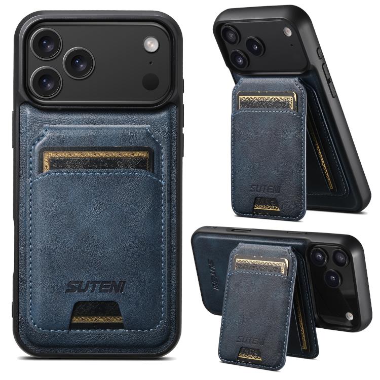 Suteni M5 Magnetic Card Bag MagSafe Cowhide Texture Leather Phone Case, For iPhone 18, For iPhone 18 Pro, For iPhone 18 Pro Max, For iPhone 17 Pro Max, For iPhone 17 Pro, For iPhone 17, For iPhone Air, For iPhone 16 Pro Max, For iPhone 16 Pro          ...