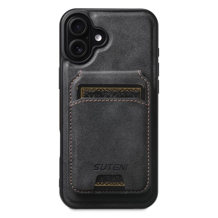 Suteni M5 Magnetic Card Bag MagSafe Cowhide Texture Leather Phone Case, For iPhone 18, For iPhone 18 Pro, For iPhone 18 Pro Max, For iPhone 17 Pro Max, For iPhone 17 Pro, For iPhone 17, For iPhone Air, For iPhone 16 Pro Max, For iPhone 16 Pro          ...
