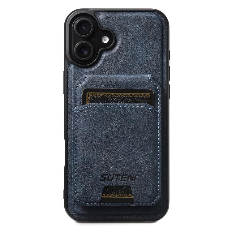 Suteni M5 Magnetic Card Bag MagSafe Cowhide Texture Leather Phone Case, For iPhone 18, For iPhone 18 Pro, For iPhone 18 Pro Max, For iPhone 17 Pro Max, For iPhone 17 Pro, For iPhone 17, For iPhone Air, For iPhone 16 Pro Max, For iPhone 16 Pro          ...