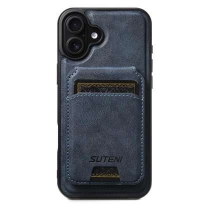 Suteni M5 Magnetic Card Bag MagSafe Cowhide Texture Leather Phone Case, For iPhone 18, For iPhone 18 Pro, For iPhone 18 Pro Max, For iPhone 17 Pro Max, For iPhone 17 Pro, For iPhone 17, For iPhone Air, For iPhone 16 Pro Max, For iPhone 16 Pro          ...
