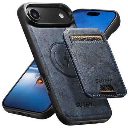 Suteni M5 Magnetic Card Bag MagSafe Cowhide Texture Leather Phone Case, For iPhone 17 Pro Max, For iPhone 17 Pro, For iPhone 17, For iPhone Air, For iPhone 16 Pro Max, For iPhone 16 Pro, For iPhone 16 Plus, For iPhone 16, For iPhone 15 Pro Max         ...