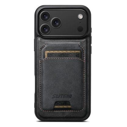 Suteni M5 Magnetic Card Bag MagSafe Cowhide Texture Leather Phone Case, For iPhone 18, For iPhone 18 Pro, For iPhone 18 Pro Max, For iPhone 17 Pro Max, For iPhone 17 Pro, For iPhone 17, For iPhone Air, For iPhone 16 Pro Max, For iPhone 16 Pro          ...