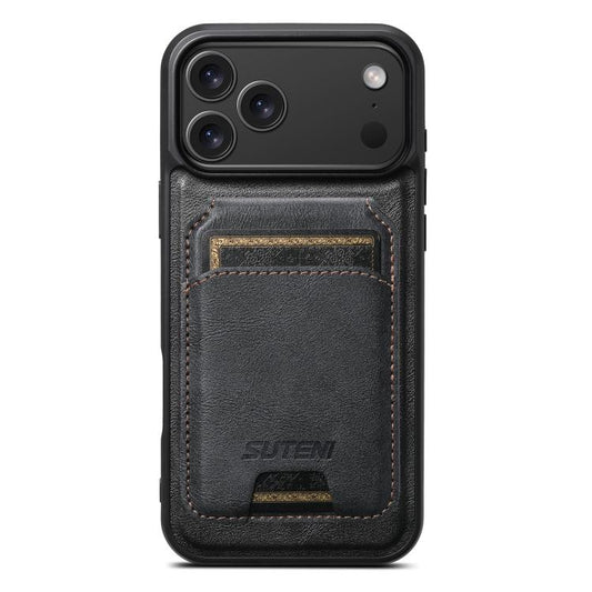 Suteni M5 Magnetic Card Bag MagSafe Cowhide Texture Leather Phone Case, For iPhone 18, For iPhone 18 Pro, For iPhone 18 Pro Max, For iPhone 17 Pro Max, For iPhone 17 Pro, For iPhone 17, For iPhone Air, For iPhone 16 Pro Max, For iPhone 16 Pro          ...