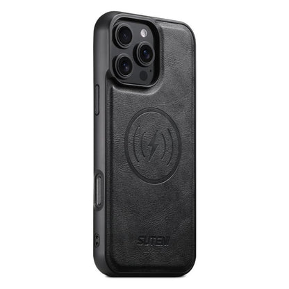 Suteni G5 Cowhide Leather MagSafe Magnetic Phone Case, For iPhone 17 Pro Max, For iPhone 17 Pro, For iPhone 17, For iPhone Air, For iPhone 16 Pro Max, For iPhone 16 Pro, For iPhone 16 Plus, For iPhone 16, For iPhone 15 Pro Max, For iPhone 15 Pro       ...