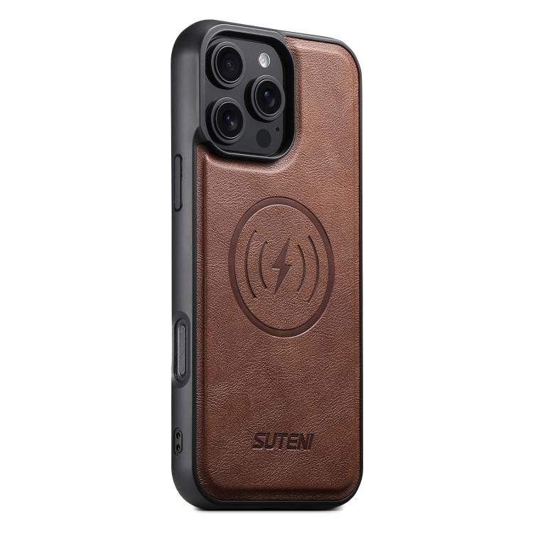 Suteni G5 Cowhide Leather MagSafe Magnetic Phone Case, For iPhone 17 Pro Max, For iPhone 17 Pro, For iPhone 17, For iPhone Air, For iPhone 16 Pro Max, For iPhone 16 Pro, For iPhone 16 Plus, For iPhone 16, For iPhone 15 Pro Max, For iPhone 15 Pro       ...