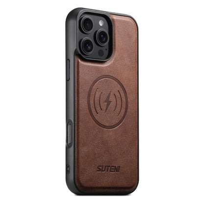 Suteni G5 Cowhide Leather MagSafe Magnetic Phone Case, For iPhone 17 Pro Max, For iPhone 17 Pro, For iPhone 17, For iPhone Air, For iPhone 16 Pro Max, For iPhone 16 Pro, For iPhone 16 Plus, For iPhone 16, For iPhone 15 Pro Max, For iPhone 15 Pro       ...