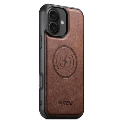 Suteni G5 Cowhide Leather MagSafe Magnetic Phone Case, For iPhone 17 Pro Max, For iPhone 17 Pro, For iPhone 17, For iPhone Air, For iPhone 16 Pro Max, For iPhone 16 Pro, For iPhone 16 Plus, For iPhone 16, For iPhone 15 Pro Max, For iPhone 15 Pro       ...