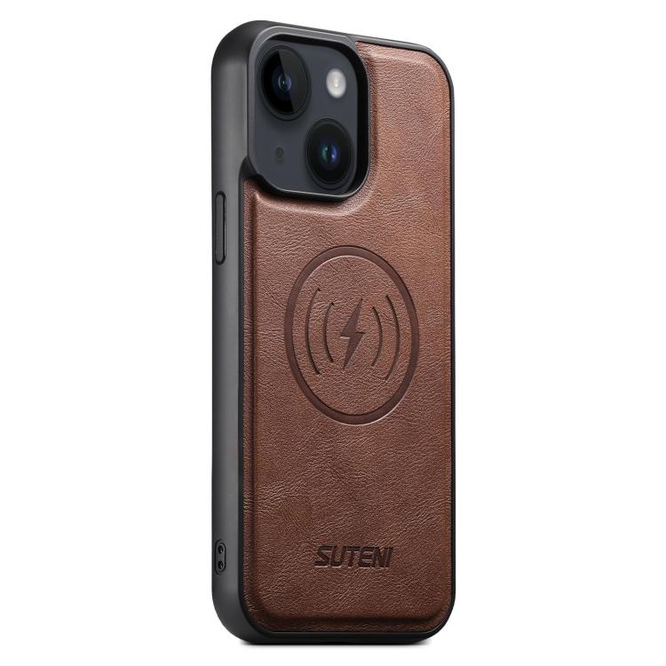 Suteni G5 Cowhide Leather MagSafe Magnetic Phone Case