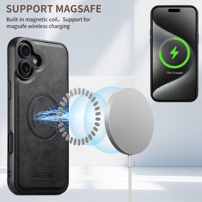 Suteni G5 Cowhide Leather MagSafe Magnetic Phone Case, For iPhone 18, For iPhone 18 Pro, For iPhone 18 Pro Max, For iPhone 17 Pro Max, For iPhone 17 Pro, For iPhone 17, For iPhone Air, For iPhone 16 Pro Max, For iPhone 16 Pro, For iPhone 16 Plus       ...