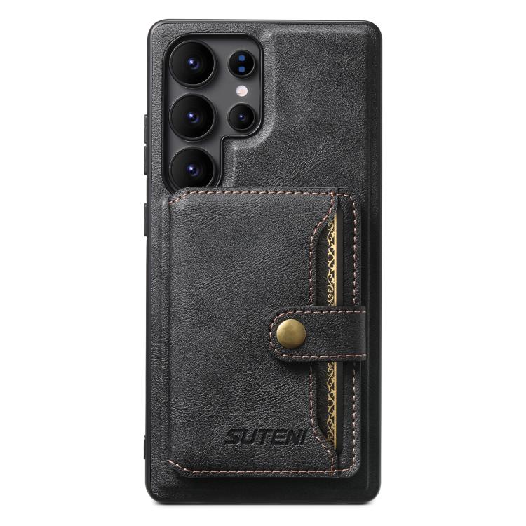 Suteni M4 Magnetic Card Bag MagSafe Leather Phone Case, For Samsung Galaxy S26 Ultra 5G, For Samsung Galaxy S25 Ultra 5G, For Samsung Galaxy S24 Ultra 5G, For Samsung Galaxy S23 Ultra 5G, For Samsung Galaxy S22 Ultra 5G