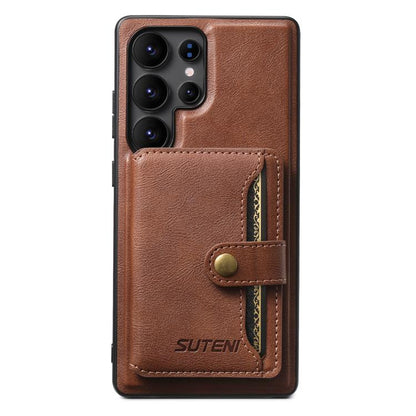 Suteni M4 Magnetic Card Bag MagSafe Leather Phone Case, For Samsung Galaxy S26 Ultra 5G, For Samsung Galaxy S25 Ultra 5G, For Samsung Galaxy S24 Ultra 5G, For Samsung Galaxy S23 Ultra 5G, For Samsung Galaxy S22 Ultra 5G