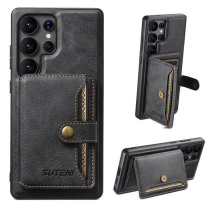Suteni M4 Magnetic Card Bag MagSafe Leather Phone Case, For Samsung Galaxy S26 Ultra 5G, For Samsung Galaxy S25 Ultra 5G, For Samsung Galaxy S24 Ultra 5G, For Samsung Galaxy S23 Ultra 5G, For Samsung Galaxy S22 Ultra 5G