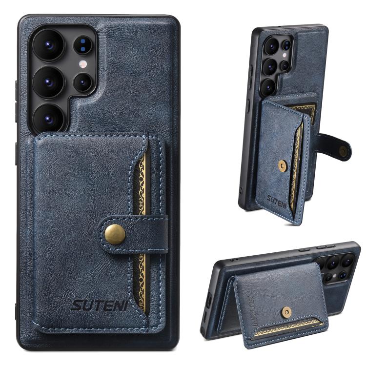 Suteni M4 Magnetic Card Bag MagSafe Leather Phone Case, For Samsung Galaxy S26 Ultra 5G, For Samsung Galaxy S25 Ultra 5G, For Samsung Galaxy S24 Ultra 5G, For Samsung Galaxy S23 Ultra 5G, For Samsung Galaxy S22 Ultra 5G