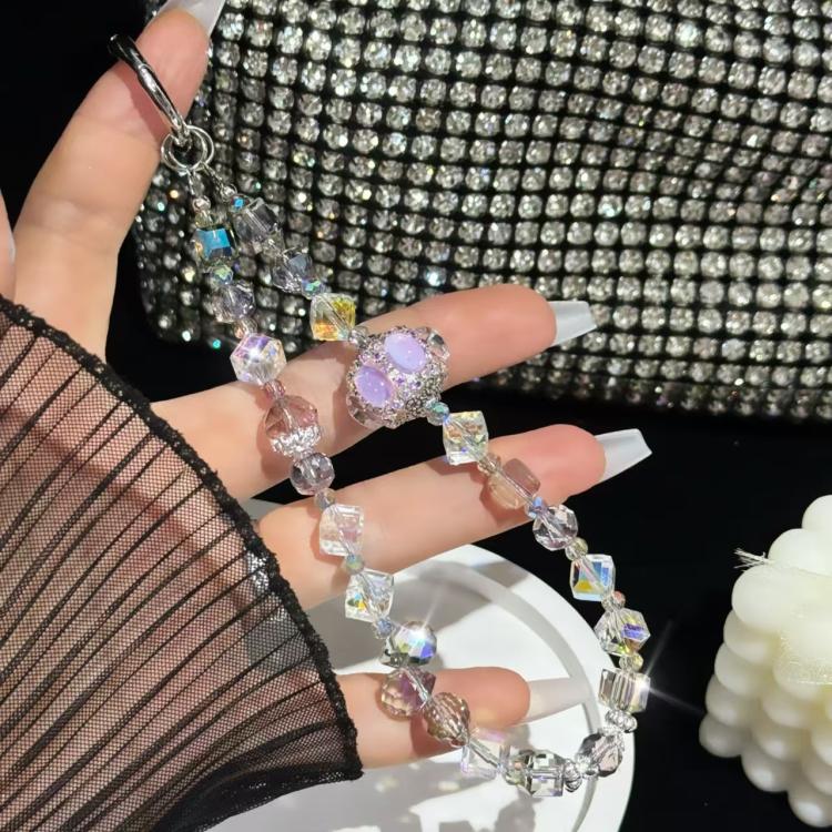 Super Flash Crystal Lantern Square Phone Chain