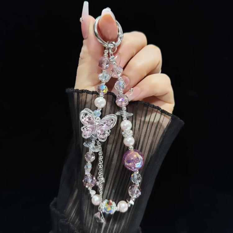 Alloy Rhinestone Butterfly Phone Chain