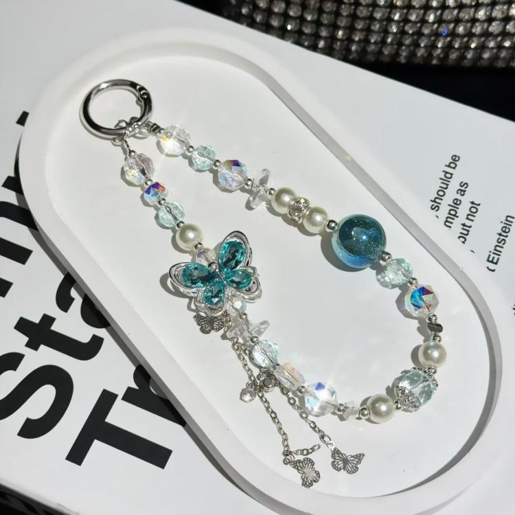 Alloy Rhinestone Butterfly Phone Chain