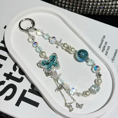 Alloy Rhinestone Butterfly Phone Chain