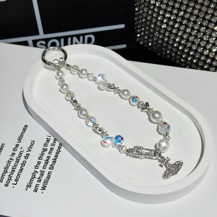 Crystal Pearl Alloy Saturn Phone Chain