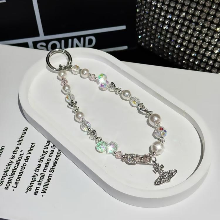 Crystal Pearl Alloy Saturn Phone Chain
