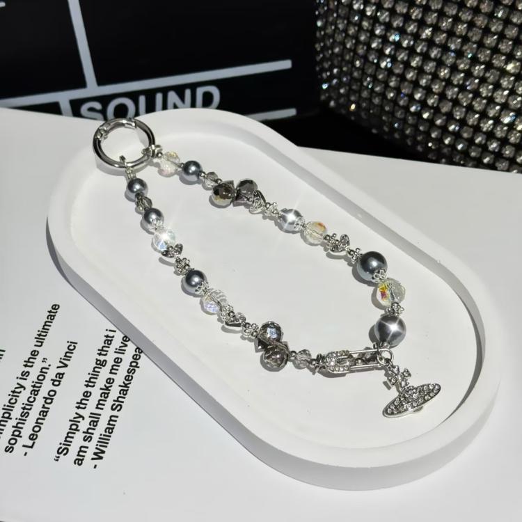 Crystal Pearl Alloy Saturn Phone Chain