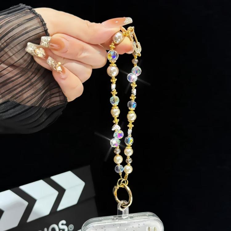 Crystal Pearl Alloy Saturn Phone Chain