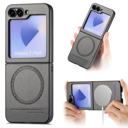 Twill Fabric Leather Skin Magnetic Back Phone Case, For Galaxy Z Flip8 5G, For Galaxy Z Flip7 5G, For Galaxy Z Flip6, For Galaxy Z Flip5, For Galaxy Z Flip4, For Galaxy Z Flip3 5G