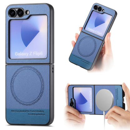 Twill Fabric Leather Skin Magnetic Back Phone Case, For Galaxy Z Flip8 5G, For Galaxy Z Flip7 5G, For Galaxy Z Flip6, For Galaxy Z Flip5, For Galaxy Z Flip4, For Galaxy Z Flip3 5G