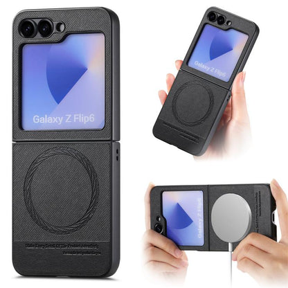 Twill Fabric Leather Skin Magnetic Back Phone Case, For Galaxy Z Flip8 5G, For Galaxy Z Flip7 5G, For Galaxy Z Flip6, For Galaxy Z Flip5, For Galaxy Z Flip4, For Galaxy Z Flip3 5G