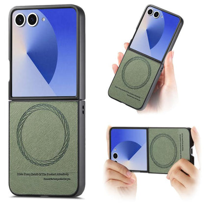 Twill Fabric Leather Skin Magnetic Back Phone Case, For Galaxy Z Flip8 5G, For Galaxy Z Flip7 5G, For Galaxy Z Flip6, For Galaxy Z Flip5, For Galaxy Z Flip4, For Galaxy Z Flip3 5G