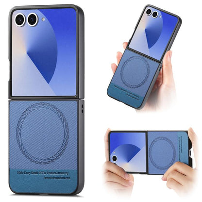 Twill Fabric Leather Skin Magnetic Back Phone Case, For Galaxy Z Flip8 5G, For Galaxy Z Flip7 5G, For Galaxy Z Flip6, For Galaxy Z Flip5, For Galaxy Z Flip4, For Galaxy Z Flip3 5G