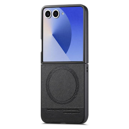 Twill Fabric Leather Skin Magnetic Back Phone Case, For Galaxy Z Flip8 5G, For Galaxy Z Flip7 5G, For Galaxy Z Flip6, For Galaxy Z Flip5, For Galaxy Z Flip4, For Galaxy Z Flip3 5G
