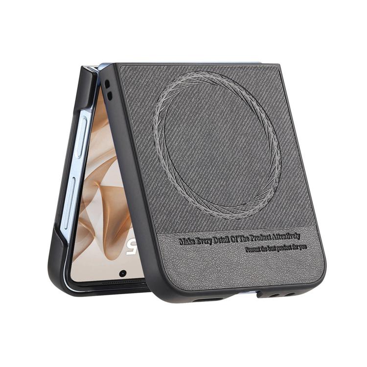 Twill Fabric Leather Skin Magnetic Back Phone Case, For Galaxy Z Flip8 5G, For Galaxy Z Flip7 5G, For Galaxy Z Flip6, For Galaxy Z Flip5, For Galaxy Z Flip4, For Galaxy Z Flip3 5G