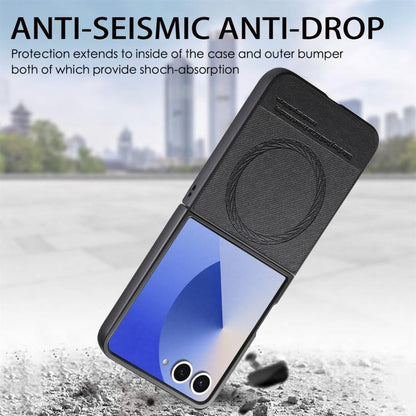 Twill Fabric Leather Skin Magnetic Back Phone Case, For Galaxy Z Flip8 5G, For Galaxy Z Flip7 5G, For Galaxy Z Flip6, For Galaxy Z Flip5, For Galaxy Z Flip4, For Galaxy Z Flip3 5G