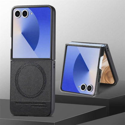 Twill Fabric Leather Skin Magnetic Back Phone Case, For Galaxy Z Flip8 5G, For Galaxy Z Flip7 5G, For Galaxy Z Flip6, For Galaxy Z Flip5, For Galaxy Z Flip4, For Galaxy Z Flip3 5G