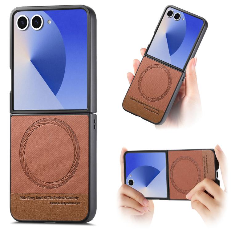 Twill Fabric Leather Skin Magnetic Back Phone Case, For Galaxy Z Flip8 5G, For Galaxy Z Flip7 5G, For Galaxy Z Flip6, For Galaxy Z Flip5, For Galaxy Z Flip4, For Galaxy Z Flip3 5G